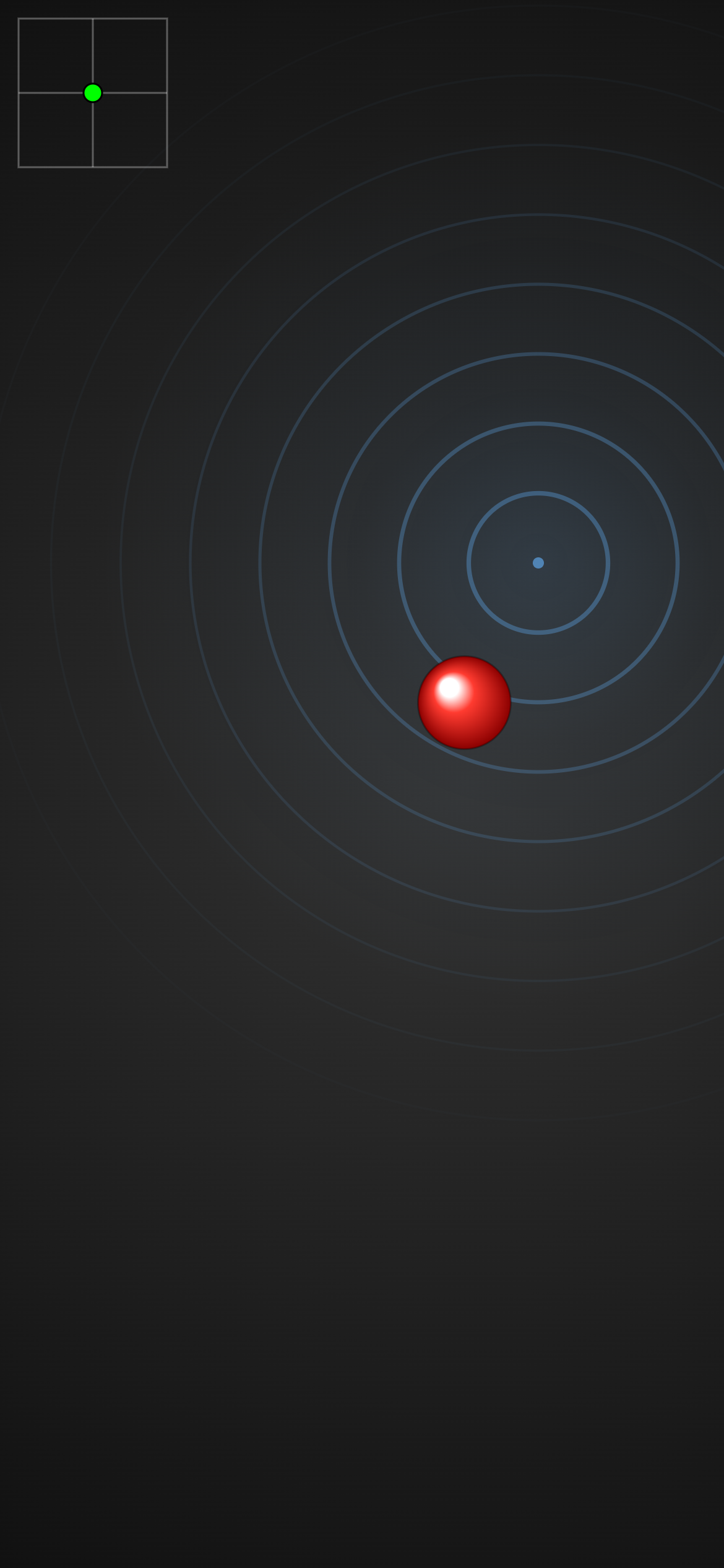 Marble orbiting a touch-bent gravity well
